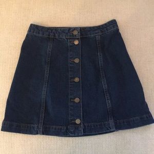 Topshop button down jean mini skirt